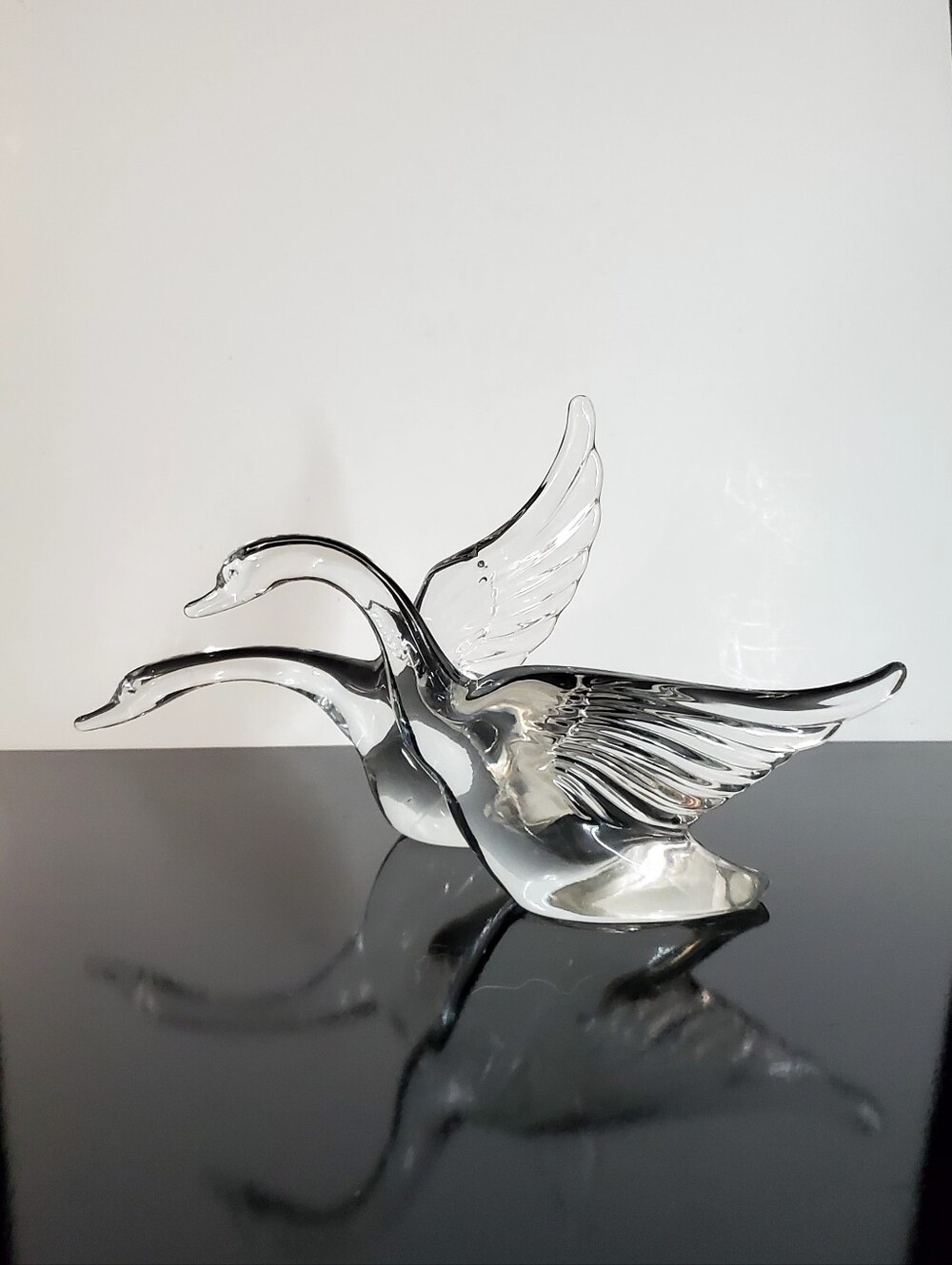 (2) Heisey Blown Clear Crystal Geese In Motion Figurines by Imperial Glass - Picture 6 of 16